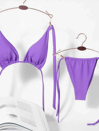 Solid Double Lace-Up Swimsuit Bikini