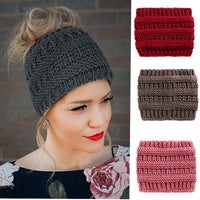 Knitted Hat With Hair Extensions Wool Sleeve Warm