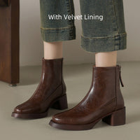 Womens Genuine Leather High-Heel Ankle Boots New Fall Winter Style For Winter Seasons