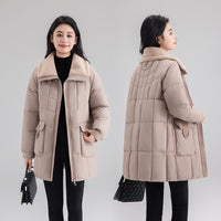 Women's Mid-length Patchwork Coat With Large Pockets