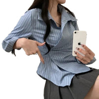 Autumn Shirt Stripe College Style Shirt