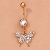 Heart-shaped Zircon Butterfly Navel Stud