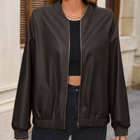 Women's Solid Color European And American Leisure Short Leather Jacket