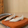 Womens Stylish Pointed-toe Chunky-heel Flats