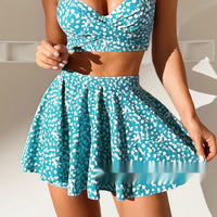New European And American-style Printed Skirt-style Three-piece Bikini