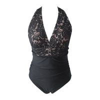 Sexy Patchwork Backless Tight-fitting Cinched Covering Belly Thin One-piece Swimsuit