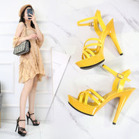 One Word Belt Sandals Women's Summer Fashion 13CM All-match Sexy High Heels