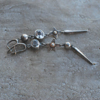 Hesheng New Geometric Ancient Silver-plated Long Rhinestone XINGX Pendant Earrings