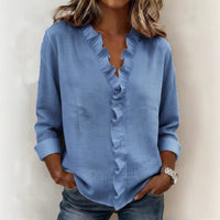 Ruffled Long Sleeve Cotton Shirt