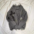 Dark Asian Culture Retro Distressed Cardigan Sweater