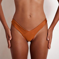 Women's Solid Color Low Waist Beach Pants Briefs Bikini Bottoms