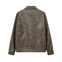 Contrast Color Texture PU Leather Coat Male