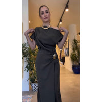 French Style Fitted Waist Long Dress Women's Summer