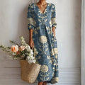 Lady's Linen Long-sleeved Dress