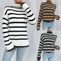 Women's Loose Contrast Color Striped Sweater Long-sleeved Top