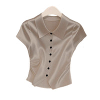 Elegant MinimalistSlim-fit Womens Top Short-sleeve Shirt