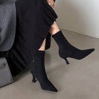 Commuter Suede Pointed Stiletto Heel Ankle Boots