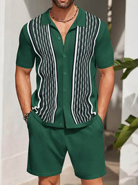Men's Casual Loose-Fitting Short-Sleeve Shirt Two-Piece Set