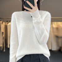 Seamless Front Line Ready-made Garments Curling Collar Hollow Sweater
