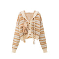 Three-dimensional Bear Brown Vintage Hooded Knitted Cardigan Sweater Coat