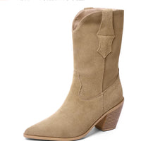 Women's High Heels  Chunky  Western Cowboy Pointed-toe Knight