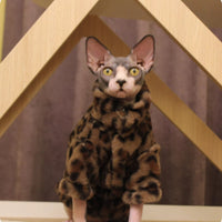 Hairless Cat Thickened Leopard Print Fur Coat With Fleece Lining Double Layer For Warmth