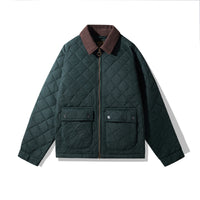 Corduroy Jacket Rhombus Plaid Cotton-padded Jacket Cotton-padded Coat
