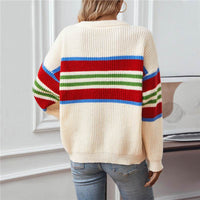 Drizzling Rainbow Striped Pullover Women's Sweater
