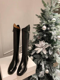 Round Head Metal Buckle Below The Knee Versatile Casual Tube Knight Boots Lot