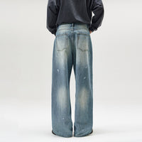 American-style Splash-ink Washed Loose Jeans