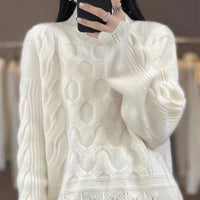 Women's Turtleneck Twisted Sweater Winter Loose And Lazy Style Knitwear Top Inner Bottoming Shirt