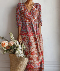 Lady's Linen Long-sleeved Dress