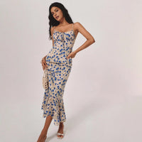 Beach-Style Waist-Cinching Elegant Floral Beach Slip Dress