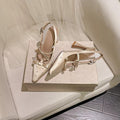 High Heel Shoes Back Empty Thick Heel Bowknot Sandals