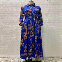 Dubai Long Dress Middle East Autumn Chain Print Swing Dress