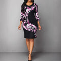 Fashionable Crew-Neck High-Waist Long-Sleeve Professional Sheath Dress
