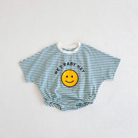 Summer Baby Children's Cotton Short Sleeve Rompers Printed Striped Romper