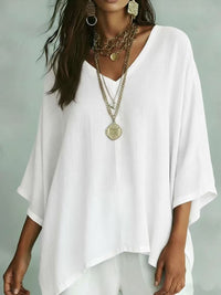 Womens Loose Solid-Colored Top Casual Comfortable All-Match T-Shirt