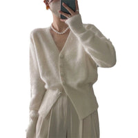 Loose Western Style V-neck Casual Fitted Waist Sweater