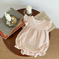 Boys And Girls Retro Plaid One-piece Romper