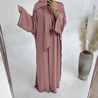 Dubai Solid Color Hook Cardigan Gown