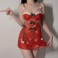 Lace Sweet Plush Stitching Sexy Slip Nightdress