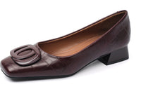 French Square Head Women's Work Shoes Temperament Fairy Style Pumps Chunky Heel