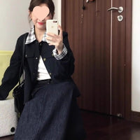 Women's Retro Short Plaid Patchwork Jacket
