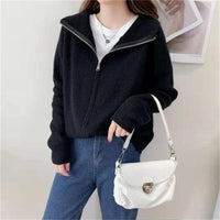 Loose Casual Laid-back Style Lapel Sweater Coat