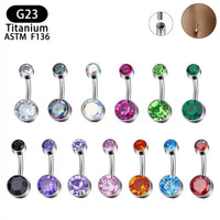 Double-headed Zircon Puncture Internal Thread Titanium Alloy Navel Stud