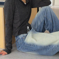 Loose Personality Street Washed And Worn Jeans