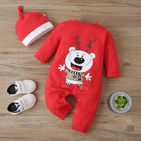 Baby Clothes Cotton Letter Santa Patchwork Plaid Long Sleeve Baby Bodysuit