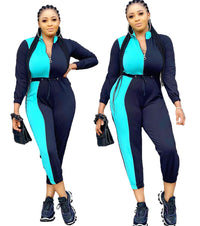 Women's Colorblock Long Sleeve Jumpsuit
