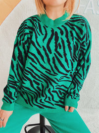 Commuter Knitted Two-piece Zebra Pattern Contrast Color